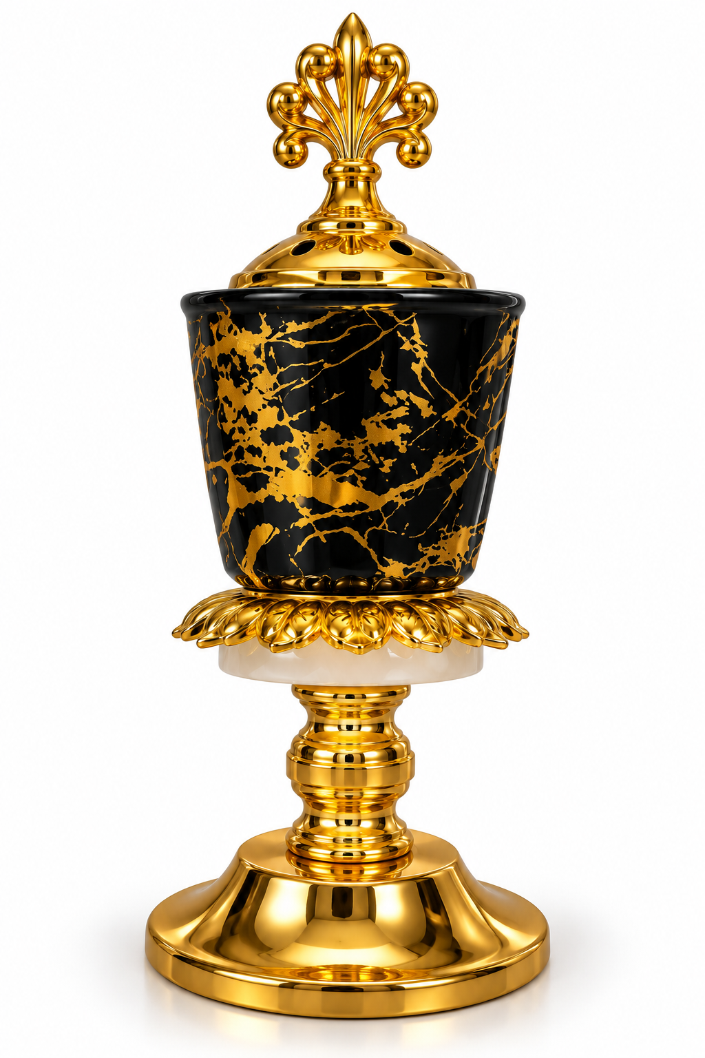 Black and Gold Marble-Design Electric Incense Burner