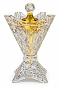 Clear Crystal-Design Incense Burner with Gold Accents